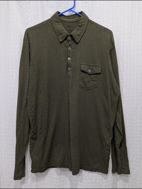 KÜHL Wildfibre Mens Long Sleeve Shirt Dark Green Cotton Outdoor Hiking Large EUC